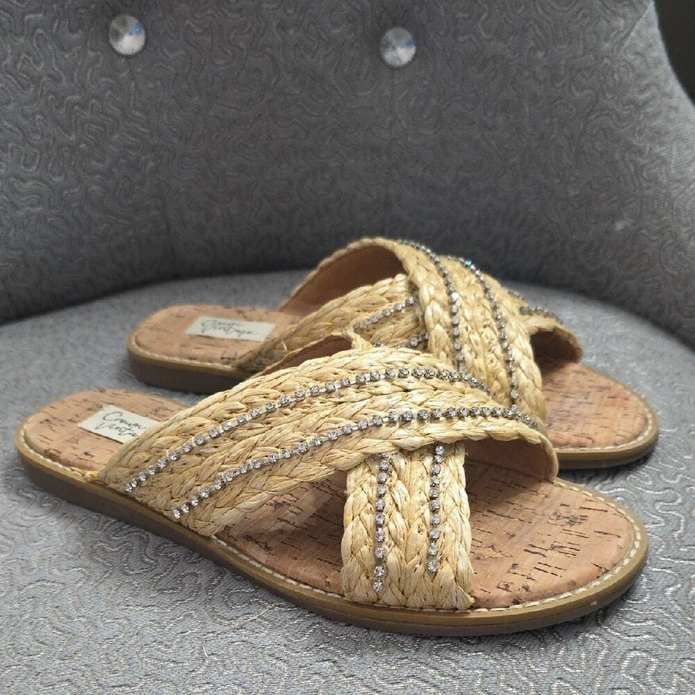Crown Vintage Tan Sandals with Silver Accents